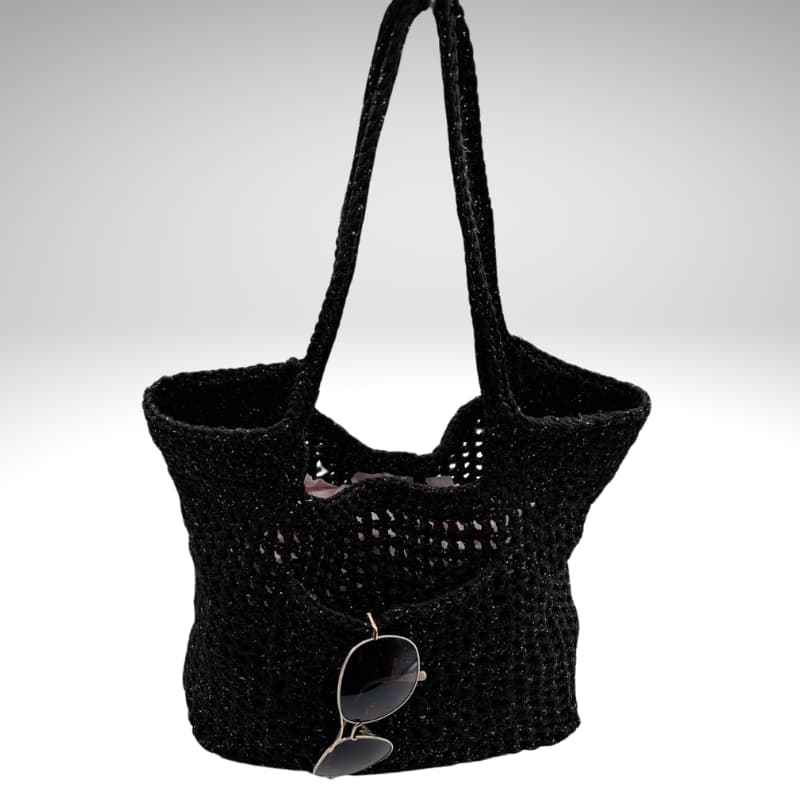 حقيبة نسائية مصنوعة يدوياً بنقشة لامعة