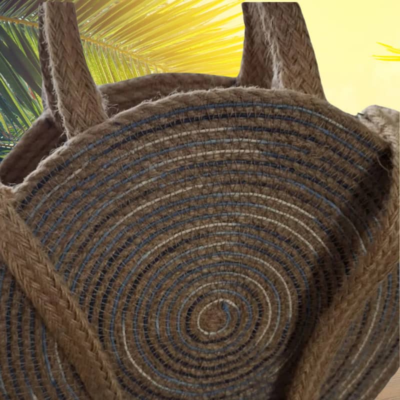 حقيبة يد وكتف دائرية من القش للنساء 