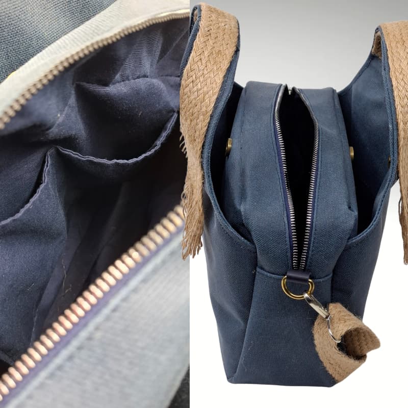 حقيبة يد وحقيبة كتف من القماش المشمع باللون الأزرق من NVisters