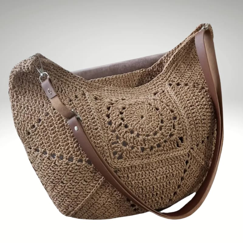 حقيبة كتف صيفية نسائية مصنوعة يدوياً من القش