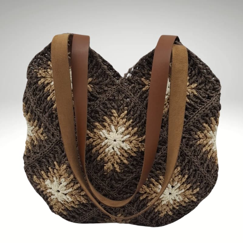 حقيبة كتف نسائية صيفية من القش البني المنقوش من NVsisters