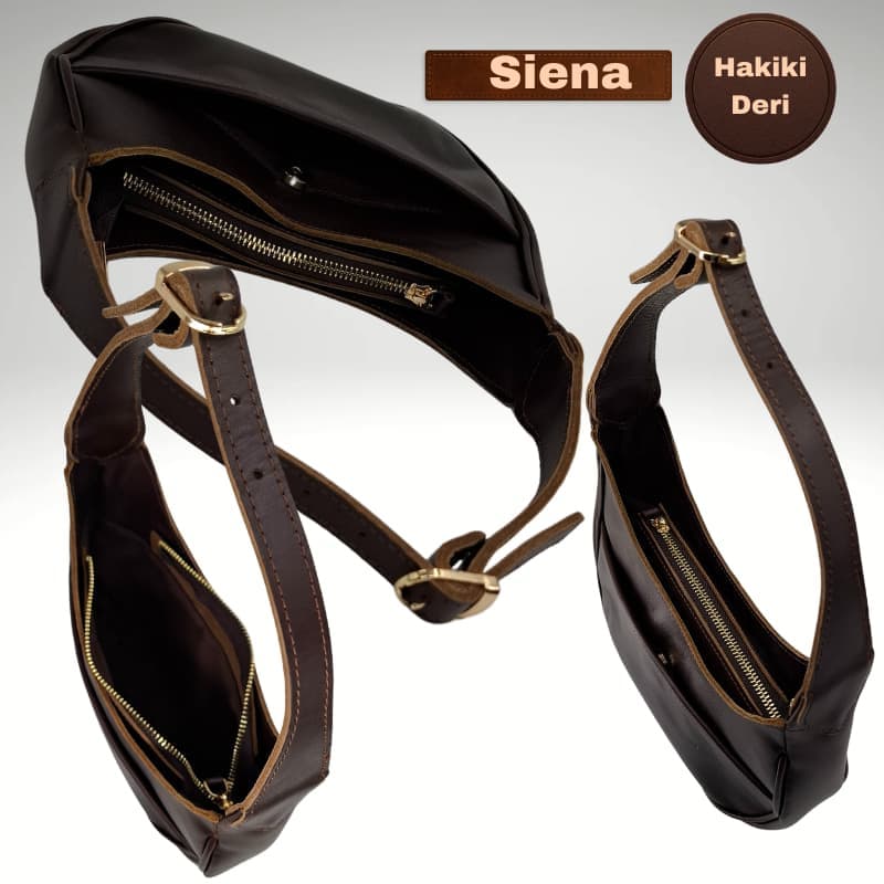 حقيبة سيينا المصنوعة يدويًا من الجلد الطبيعي من NVisters باللون البني الداكن