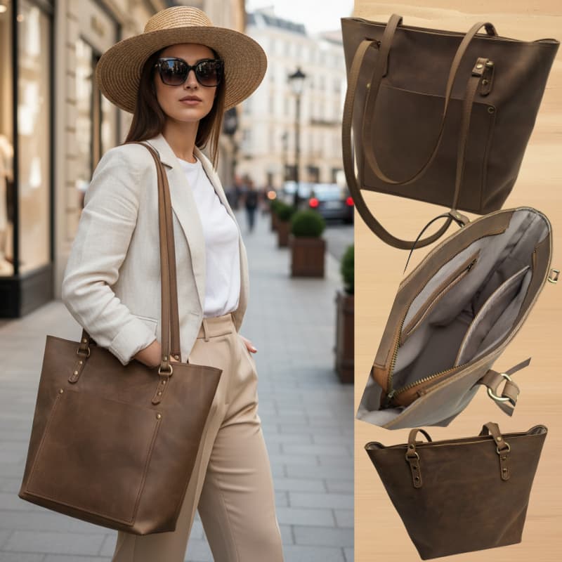 حقيبة يد من جلد فاشيتا كريزي هورس - حقيبة كتف من الجلد الطبيعي