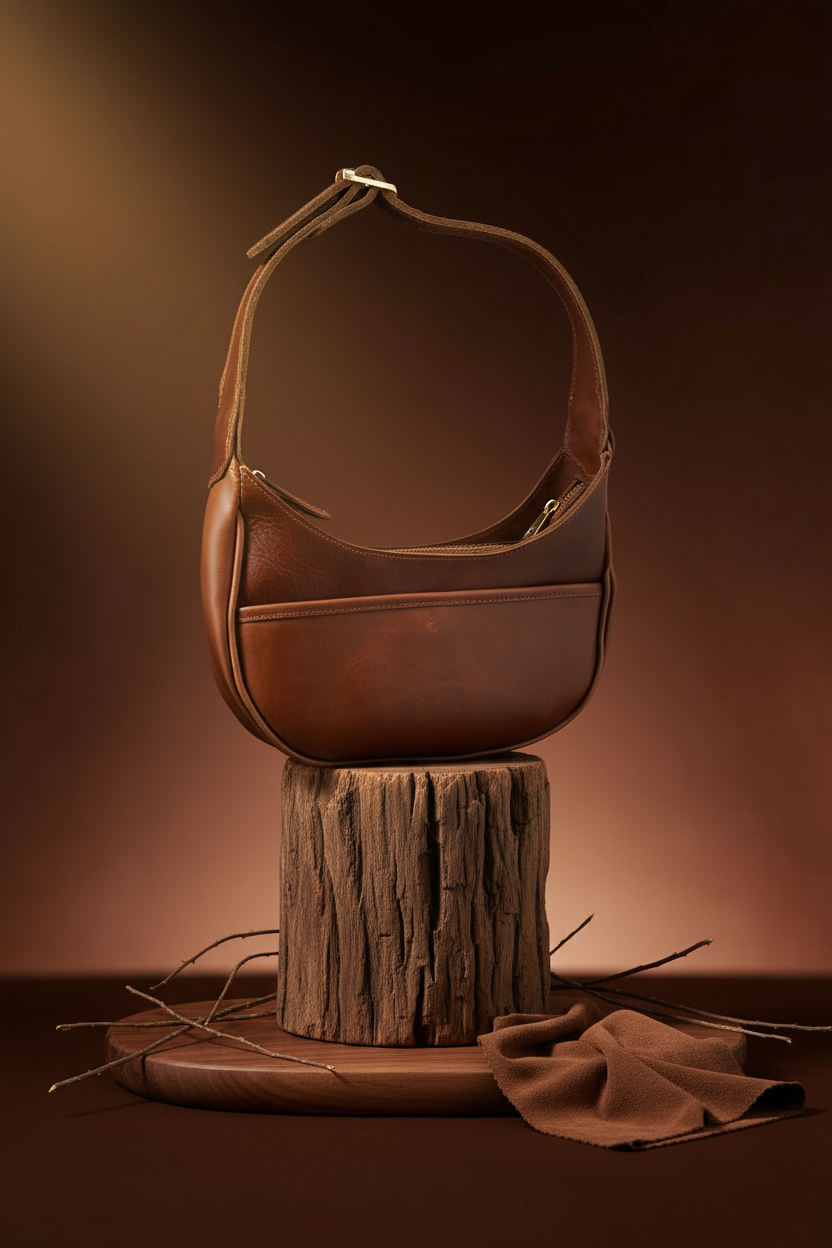 حقيبة NVsisters المصنوعة يدويًا من جلد سيينا الأصلي باللون البني