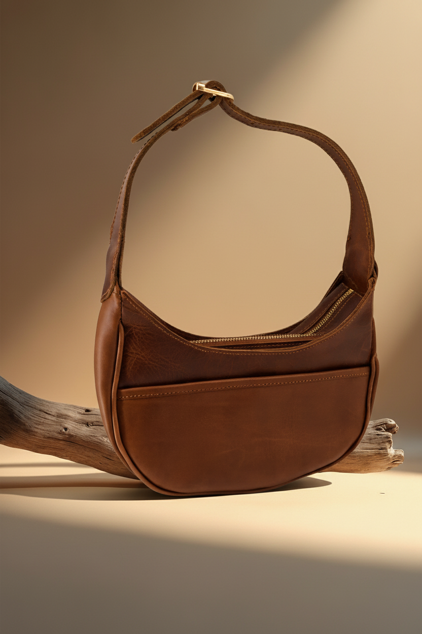 حقيبة NVsisters المصنوعة يدويًا من جلد سيينا الأصلي باللون البني