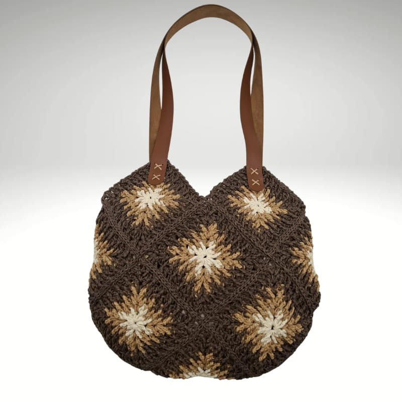 حقيبة كتف نسائية صيفية من القش البني المنقوش من NVsisters