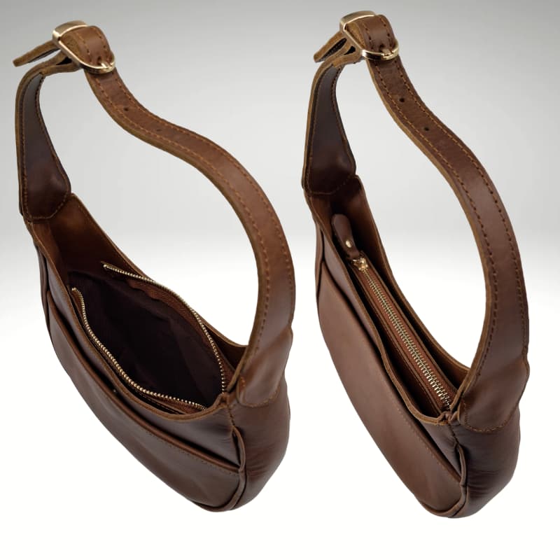 حقيبة NVsisters المصنوعة يدويًا من جلد سيينا الأصلي باللون البني