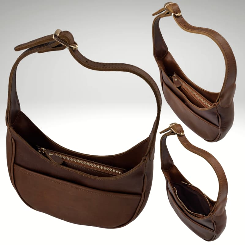 حقيبة NVsisters المصنوعة يدويًا من جلد سيينا الأصلي باللون البني