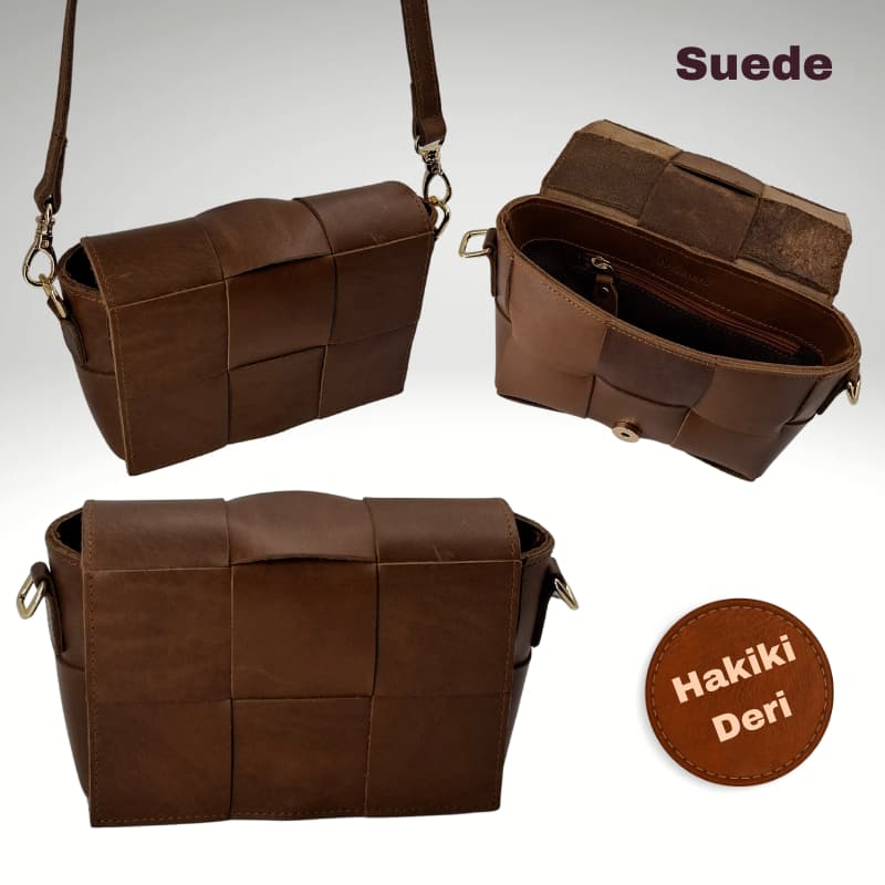 حقيبة NVsisters المصنوعة يدويًا من جلد الغزال الأصلي باللون البني