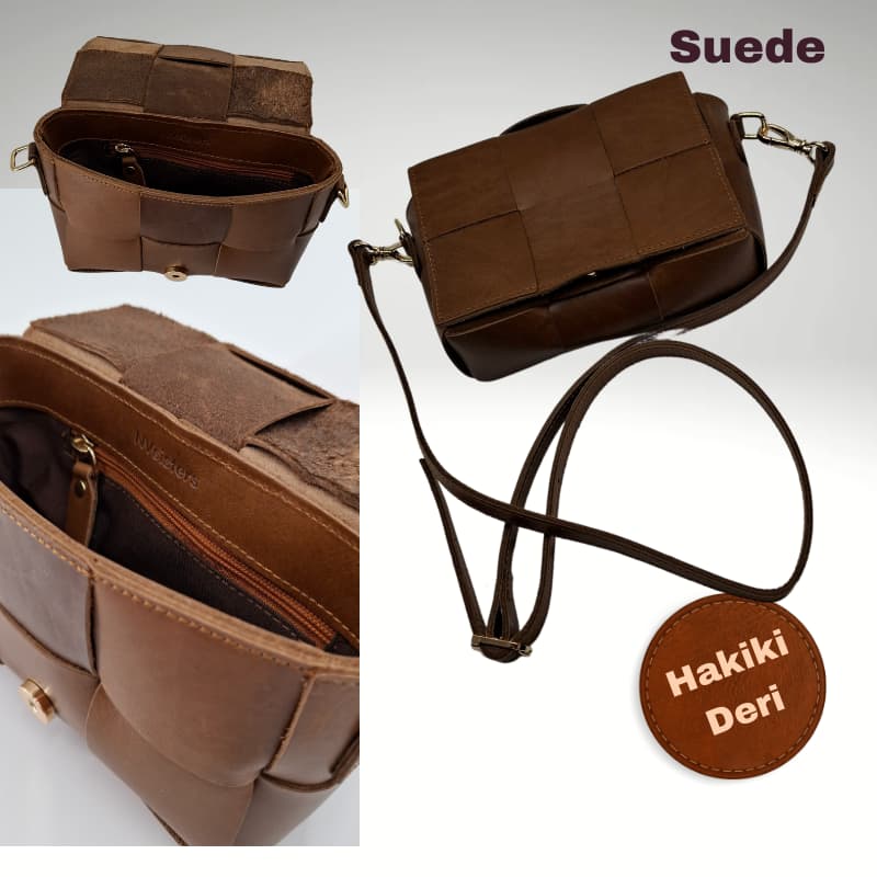 حقيبة NVsisters المصنوعة يدويًا من جلد الغزال الأصلي باللون البني
