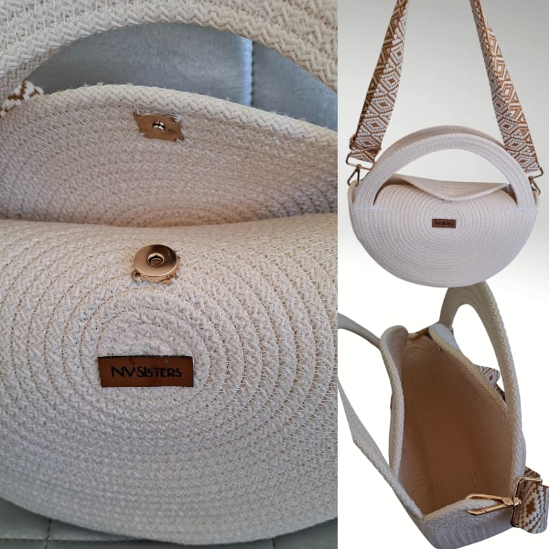 حقيبة يد وكتف دائرية بلون كريمي فاتح من NVisters